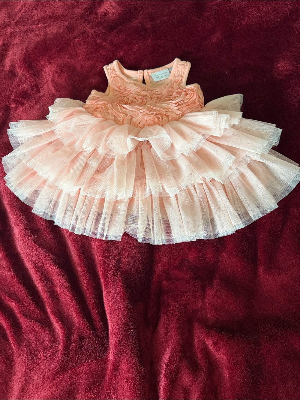 The Children's Place Pink Rosette Tulle Tiered Party Dress